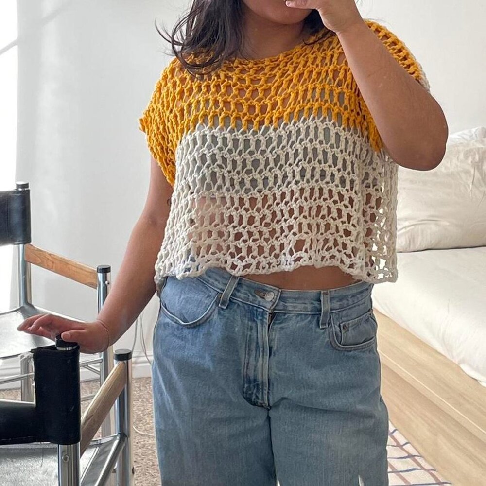 🌞🐚🪼Crochet Beachy Knit Top (S/M)🐚🌞🪼